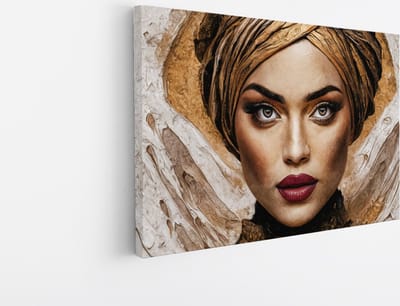 Saammp Canvas Schilderij - Vrouw - abstract - Goud - 30x20 - Foto op canvas - Wanddecoratie - Muurdecoratie Woonkamer - Slaapkamer decoratie - Canvas Print