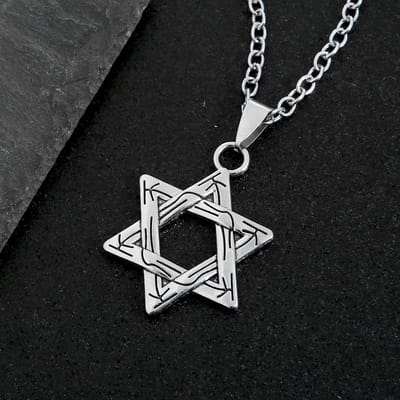 Kleding Accessoires Ketting Vintage Hexagram Dubbelzijdig Hanger Mode Ketting black
