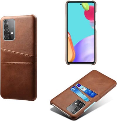 MobyDefend Hoesje - Geschikt voor Samsung Galaxy A52 / A52s - Lederen Backcover Met Vakjes Pasjes - Bruin