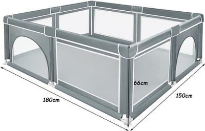 PIPIPOXER-Grondbox - 180x150x66cm–Baby Speelbox - Kinderbox - Babybox - Donkergrijs