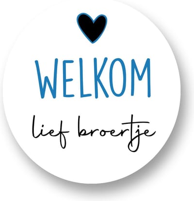 20x Sluitsticker Welkom lief Broertje - Blauw - 40 mm - Geboorte Sticker - Sluitzegel - Sticker Geboortekaart Jongen - Baby nieuws - Trakteren Broer Zus Basisschool Kinderdagverblijf - Glossy - Sluitzegel - Wensetiket