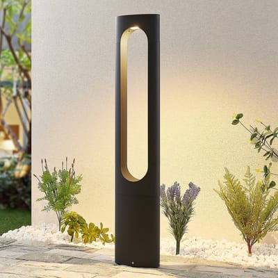 Lucande - LED buitenlamp - 1licht - drukgegoten aluminium, kunststof - H: 90 cm - donkergrijs - Inclusief lichtbron