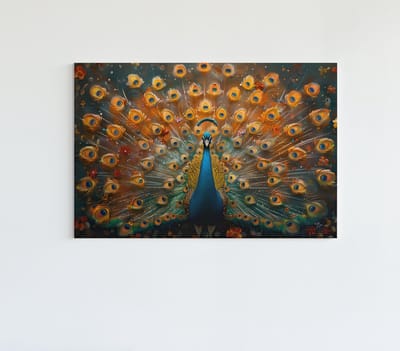 Canvas Schilderij - Pauw - Foto op Canvas - 60x40x2 cm