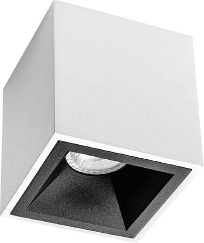 Opbouwspot GU10 - Pragmi Cliron Pro - Opbouw Vierkant - Mat Wit/Zwart - Aluminium - Verdiept - 90mm