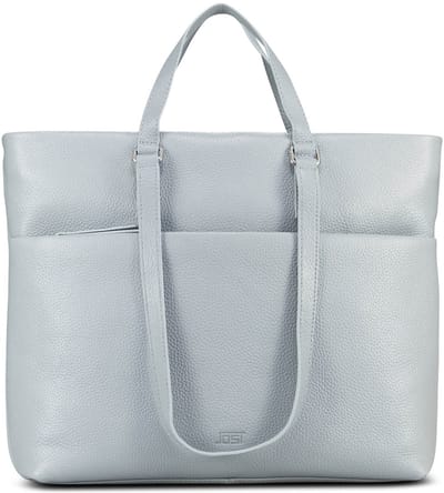 JOST Leren business tas shopper met laptopvak Vika Business Shopper Misty Blue blauwgrijs