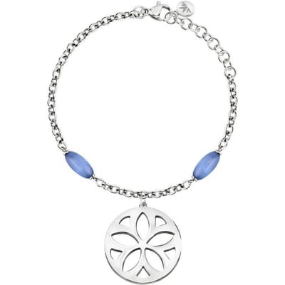 MORELLATO FIORE SATE04 STAINLESS STEEL ARMBAND MET BLAUWE STEENTJES EN BEDEL 1 STUK
