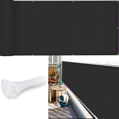 Privacyscherm Hek - Balkon Zeefdoek - Meer Privacy - Wind en UV Bestendig - 95x900cm - Zwart
