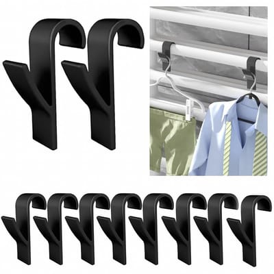 Allecto - Radiator Haakjes - Multifunctionele Towel Hooks - Zwart - Geschikt voor Rond Radiatoren - 10 Stuks - Ideaal voor Badkamer en Verwarming