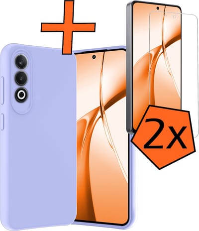 Hoes - Met 2x Screenprotector - Geschikt voor OnePlus Nord CE4 - Sterk & Shockproof - Back Cover - Siliconen Case - Telefoon Hoes - Lichtblauw