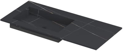 INK Post Wastafel Keramische Slab Envelop Bak Links Zonder Kraangat - 1000x450x10 mm - Lauren Black Mat