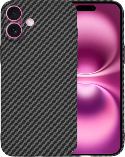 Hoesje geschikt voor Apple iPhone 16 Plus - Techsuit Carbonite FiberShell Carbon Back Cover - Zwart