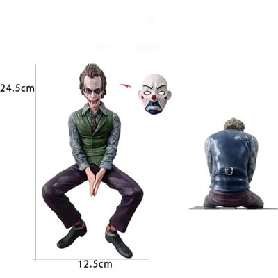 Nieuwe Joker Heath Ledger Anime Figuren Zittend Groen Pak Handheld Joker Masker Auto Decoratie Model Kinderspeelgoed Kinder Kerstcadeaus gray