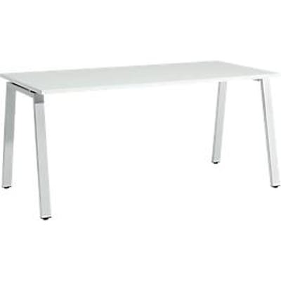 Schäfer Shop  Select Bureautafel Start Off, A-poot, rechthoek, staal/hout, B 1600 x D 800 x H 735 mm, lichtgrijs