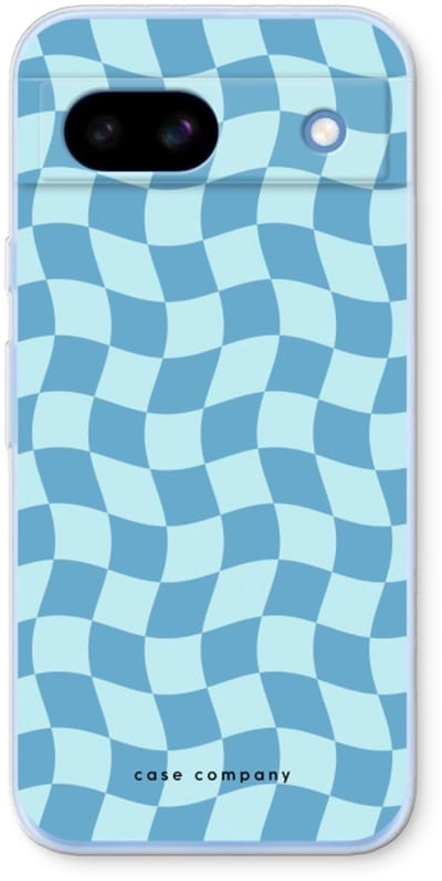 Case Company® - Hoesje geschikt voor Google Pixel 8a hoesje - Grid Blauw - Soft Cover Telefoonhoesje - Bescherming aan alle Kanten en Schermrand