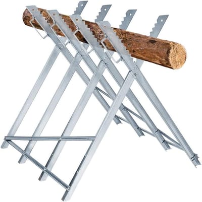 Zaagbok - Houtbok Kettingzaag - Brandhout Maken - Inklapbaar Draagkracht - 82 x 80.5 x 79 cm - Zilver