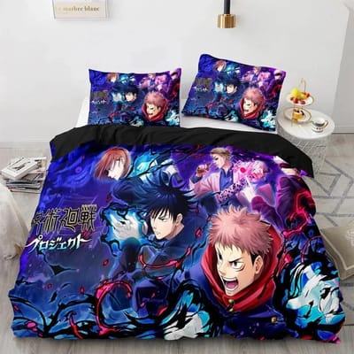 Anime Jujutsu Kaisen Satoru Gojo Beddengoedset Jongens Meisjes Twijfelaar Queen Size Dekbedovertrek Kussensloop Bed Kinderen Volwassenen Hometextiel 70x133cm 2pcs