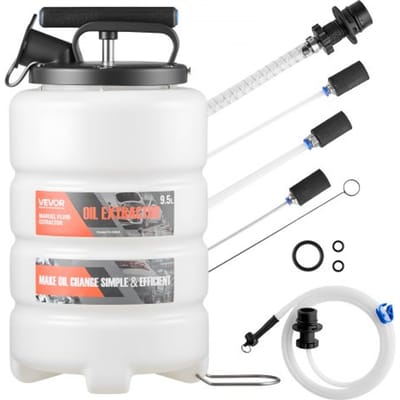 VEVOR vloeistofafzuiger, 9,5 liter inhoud, handmatige oliepomp met slang en verlengslangen, olietransportsysteem met HDPE-tank, pomp voor auto's, grasmaaiers en boten.