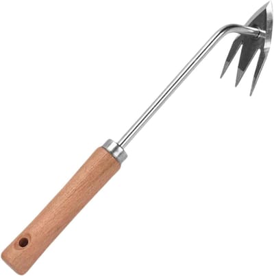 Handmatige onkruidverwijderaar - Tuinwieder grastrekker - Gazon onderhoud - Drietand ontwerp - 37 cm lengte - Metaal
