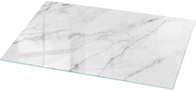 Tulup Tafelblad Glas - Marmeren Oppervlaktepatroon Veiligheidsglas - 140 cm x 70 cm - Wit Gehard Glas - Rechthoekig Tafelblad Glas - Glazen Tafelblad Geschikt voor de Keukentafel - Glazen Plaat