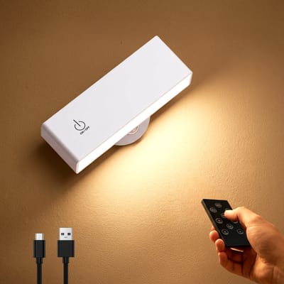 MAXXILED® Wandlamp Oplaadbaar - Wandlamp Binnen - Wandlamp Woonkamer - Muurlamp Slaapkamer - Wandlamp Slaapkamer - Muurlamp Keuken - Wandlamp Babykamer - Wandlamp Kinderkamer - USB Oplaadbaar - Oplaadbare Wandlamp - Afstandsbediening - Wit