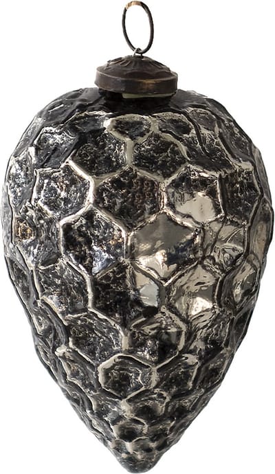 Clayre & Eef Kerstbal Overig Ø 9 cm Zwart Zilverkleurig Glas Kerstballen