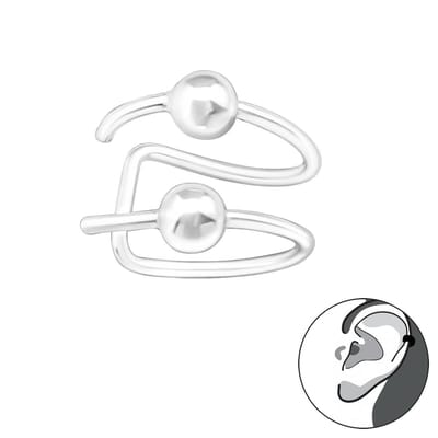 ear cuff zilver met bolletjes | oorklem dames zilver | chain Ear Studs | zilverana | Sterling 925 Silver | zilveren oorbellen dames