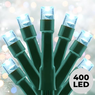 Lomera Kerstverlichting Buiten - 400 LED Lampjes - 8 Meter Kerstlampjes - Wit Koelwit Licht - 8 Lichtfuncties - Geheugenfunctie - Timer 8 Uur - Ip44 - Groen Snoer - Binnen en Buiten - Microcluster Verlichting - Kerstboom Verlichting
