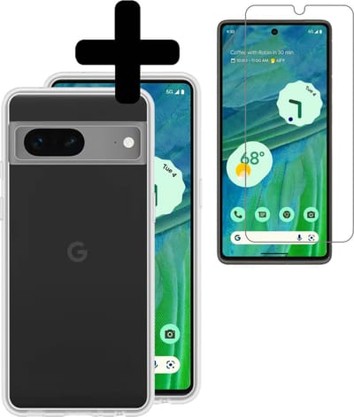 Hoesje - Met Screenprotector - Geschikt voor Google Pixel 7A - Sterk & Shockproof - Back Cover - Siliconen Case - Telefoon Hoes - Telefoonhoesjes - Transparant