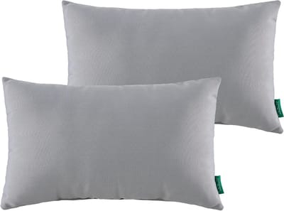 Lumbale kussens voor binnen en buiten, waterdichte buitenkussens set van 2 voor terrasmeubilair, 30 x 50 cm, grijs