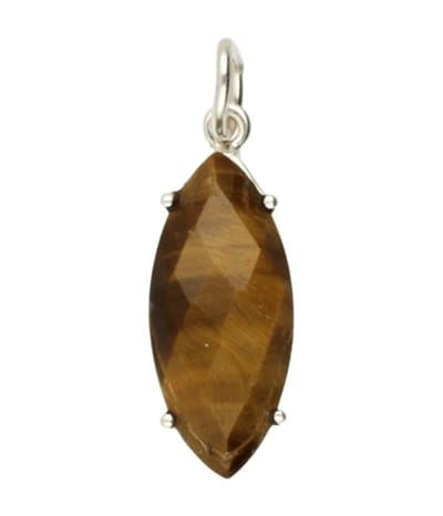 Zilveren Tijgeroog edelsteen ovaal facet geslepen ketting hanger