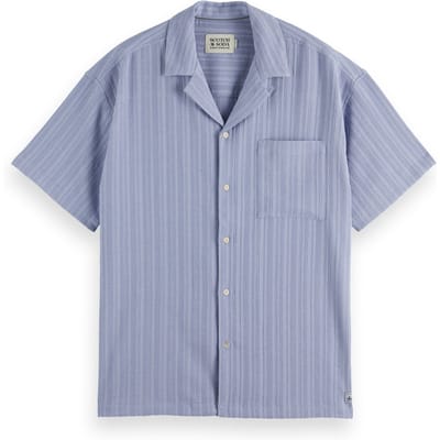 Scotch & Soda Tonal-striped Short-sleeved Shirt Languid Lavender Taglia: L | Camicie Casual Outlet | Uomo