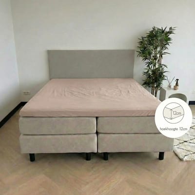 Kayori Eji Topper Egyptisch perkal - 180x200cm - Matrasdikte 12cm - Crispy Hotelgevoel - Nude