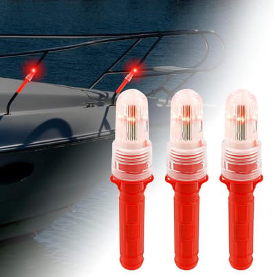 Bootfakkels, 3 stuks, kunststof, kustwacht goedgekeurd, marine, noodgevallen, waterdichte noodsignalen, veiligheidsset, handheld-led-locator voor visnetten, boeien, boten