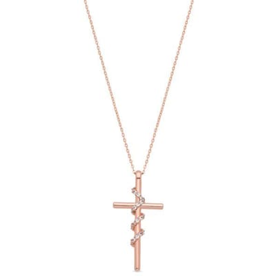 Luxenter ketting in briljant metaal en zirkonia legering afgewerkt in 18 karaat roségoud - Cruz
