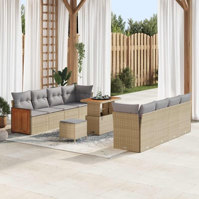 vidaXL - Tuinbank - Set - 11 - st - 11-Aantal - zitplaatsen - Beige - en - Lichtgrijs