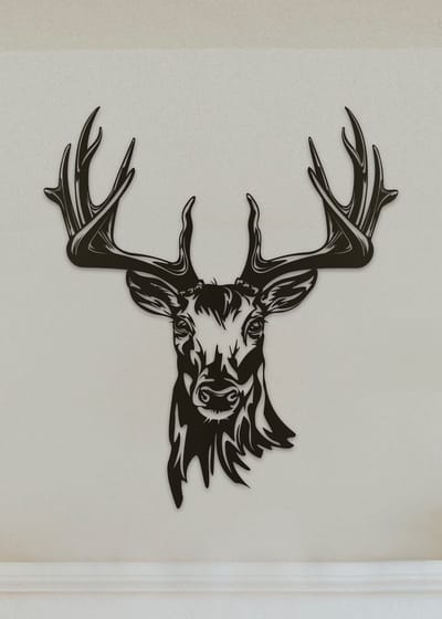 Wanddecoratie dieren | Hertenkop - XL (74x80cm)