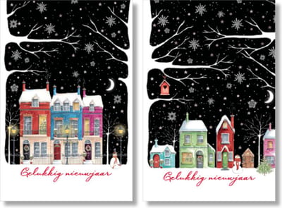 MGPcards - 2 doosjes à 10 Luxe dubbele wenskaarten - Kerst/Nieuwjaar - Foliebewerking - Witte envelop - 10.5 x 16 cm - 2 Motieven per doosje