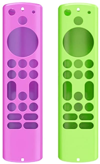 Allecto - Glow In The Dark Remote Cover - 2-Pack - Voor Alexa Voice Remote - Groen en Paars - Bescherming - Veilig en kleurrijk - Geschikt voor af