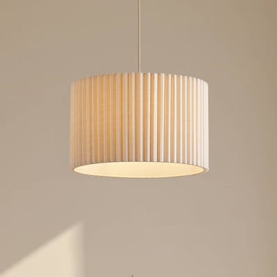 Lindby - Hanglamp - 1licht - Linnen, metaal - H: 28 cm - E27 - crèmekleurig