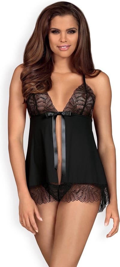 Obsessive Chiccanta Babydoll & String - Erotische Babydoll - Maat S/M - Zwart
