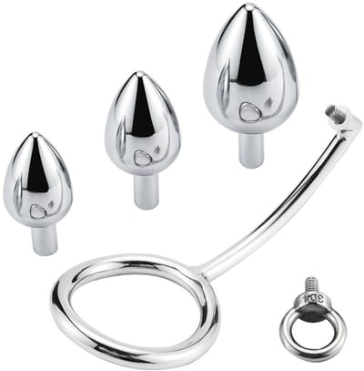 KG Cockring Anallock Ø 45 mm met 3 Anale Pluggen – Roestvrijstaal Luxe Set | Verwisselbare Pluggen | Anal Lock Design | Duurzaam & Hygiënisch