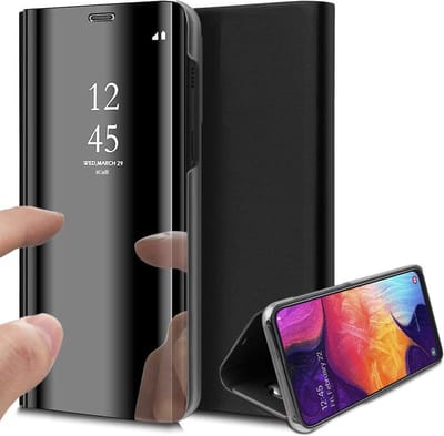 Hoesje geschikt voor Samsung Galaxy A50 - Book Case Spiegel Zwart