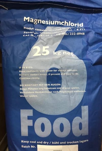 Badzout (magnesium chloride hexahydraat; levensmiddelkwaliteit E511)