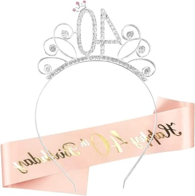 Elegant 40e Verjaardag Kroon en Sjerp Set voor Vrouwen - Verjaardagsdecoratie en Feestaccessoires