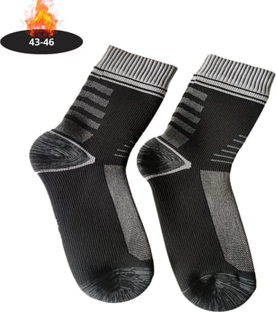 Livano Skisokken - Ski Sokken - Warme Sokken - Lange Huissokken - Thermo - Compressie - Waterdicht - Zwart/Grijs - 43-46