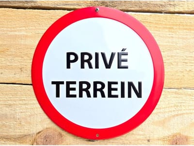 Metalen bord | Privé terrein | | eigen terrein | met relief | Prive Terrein blikken bord embossed