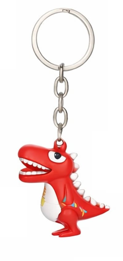 Dino Sleutelhanger 3D – T-Rex Tyrannosaurus Rood – Dinosaurus Tas Hanger – Sleutelbos