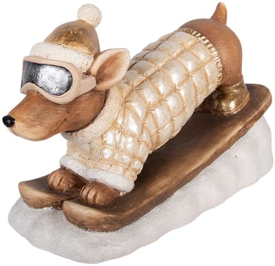 Clayre & Eef Kerstdecoratie Beeld Hond 50x23x29 cm Bruin Keramiek