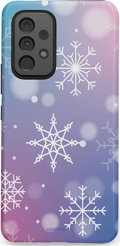 Casetastic hoesje geschikt voor Samsung Galaxy A53 (2022) 5G - Dubbellaagse bescherming - Snowy Winter Gloed - Fashion Case - Lila Lichtgrijs Lichtblauw Lichtroze