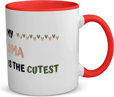 Akyol - my oma is the cutest koffiemok - theemok - rood - Oma - schattige oma - verjaardagscadeau - verjaardag - cadeau - cadeautje voor oma - oma artikelen - kado - geschenk - gift - 350 ML inhoud